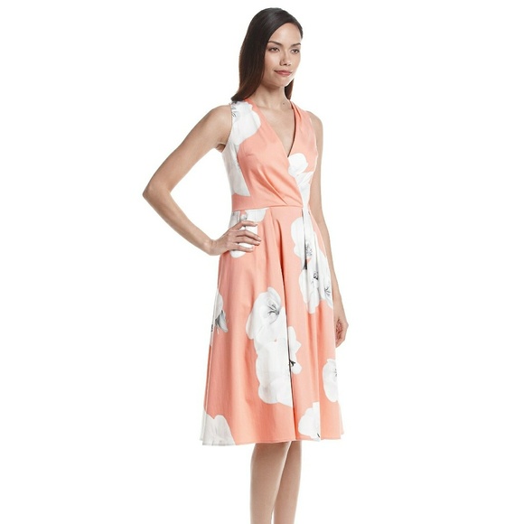 New! CALVIN KLEIN Floral Fit Flare Dress Gorgeous! - Picture 2 of 4